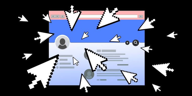 Illustration: Cursors coming at a floating user profile from all sides.
