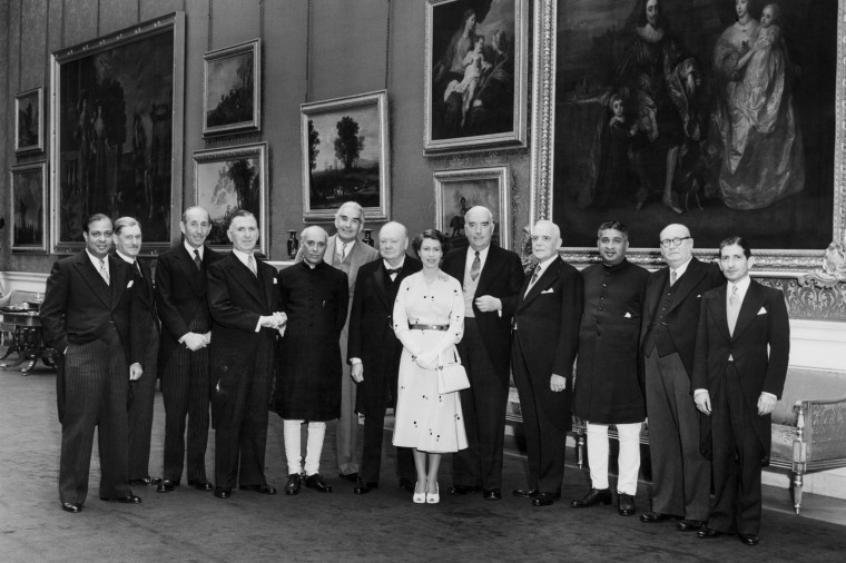 Queen Elizabeth II with her dominion prime ministers on June 1, 1953.