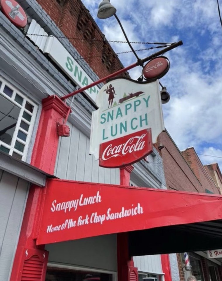 A near-century old institution in Mount Airy, North Carolina, Snappy Lunch takes its name from a customer who dashed in and asked the as-yet-unnamed restaurant's staff to "make it snappy." And so they did.