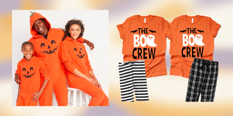 Halloween Family Matching Long-sleeve Letter & Pumpkin Lantern Print Spliced Dresses and Raglan-sleeve T-shirts Sets