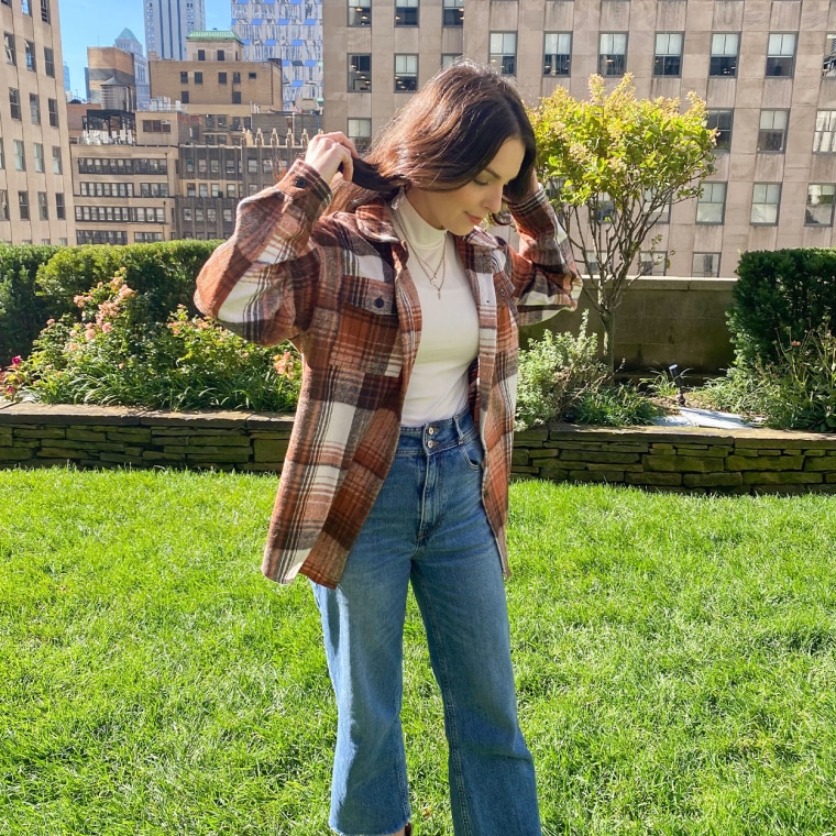 Women's Fall Plaid Shacket Jacket 2022 - Long Sleeve Button-Down Flannel Shirt Blouse Casual Wear