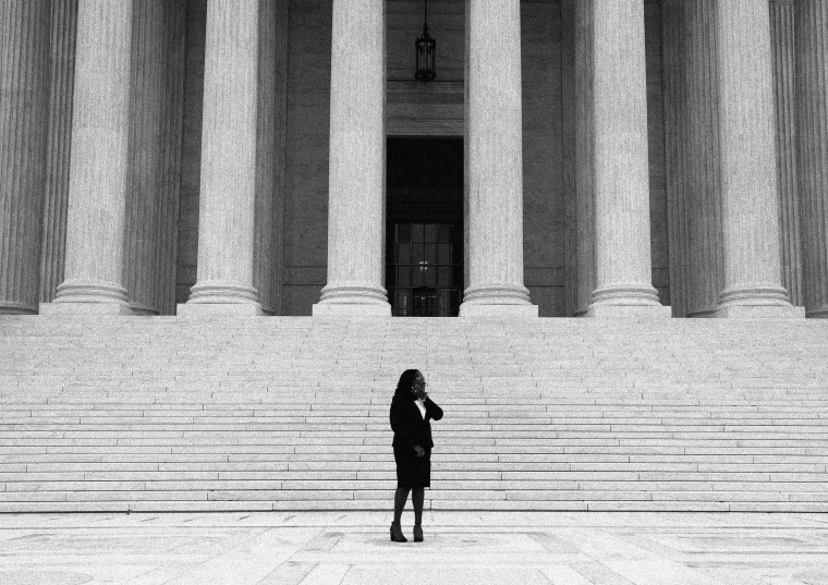 Image: Supreme Court Associate Justice Ketanji Brown Jackson outside of the Supreme Court in Washington on Sept. 30, 2022.