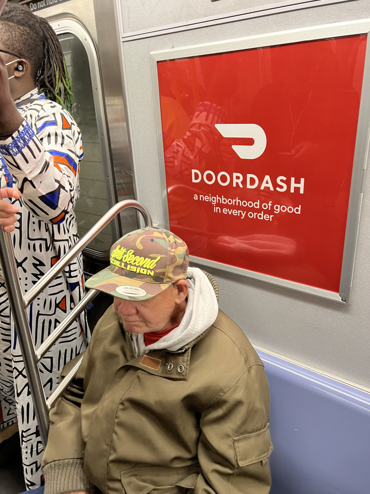 Ads for DoorDash on the New York City subway promise “a neighborhood of good in every order” — though not a neighborhood of good taste when it comes to what people wear as they dash to their own doors to accept their food.