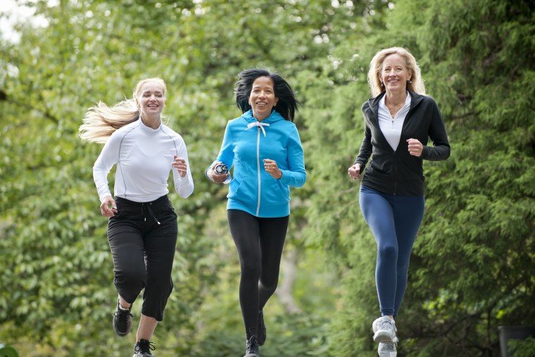 Older women running in park