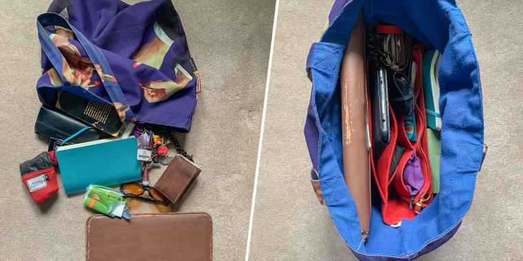Before and after of a Purse organizer