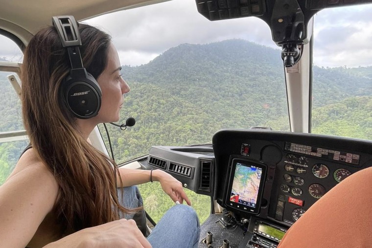Mariana Atencio travels to Boquete, Panama in a helicopter