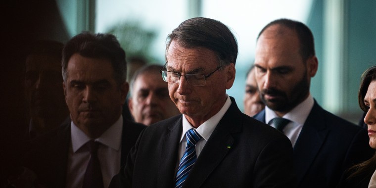 Image: Jair Bolsonaro speaks during a press conference at Alvorada Palace in Brasilia, Brazil.