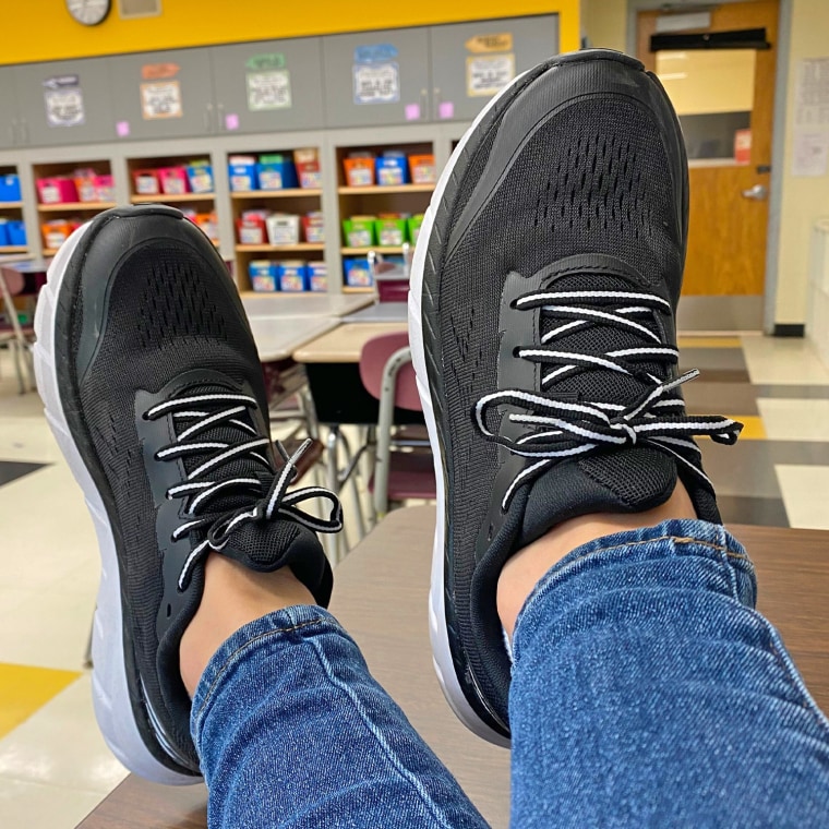 Hannah Hynes wearing the Avia Hightail Athletic Sneakers from Walmart