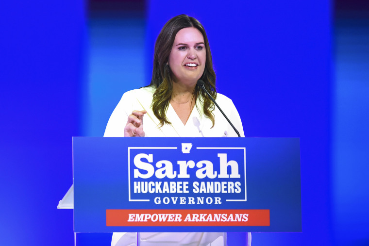 Arkansas Gov.-elect Sarah Huckabee Sanders at her election night party.