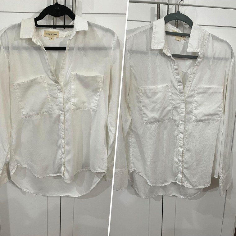 Before and after a white wrinkled shirt