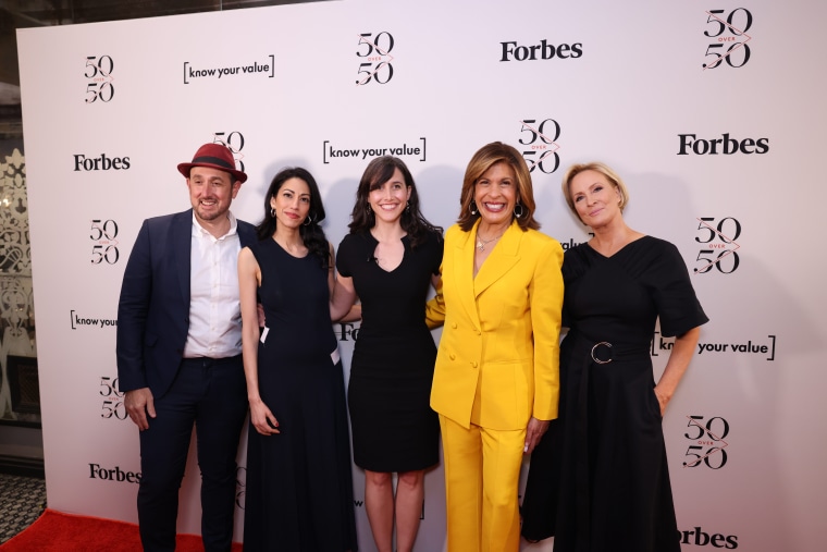 From left to right: Randall Lane, chief content officer at Forbes; Huma Abedin, author and vice chair for the Forbes '30/50' Summit in Abu Dhabi; Maggie McGrath, editor of ForbesWomen; "TODAY" co-anchor Hoda Kotb; Mika Brzezinski, Know Your Value founder and "Morning Joe" co-host.