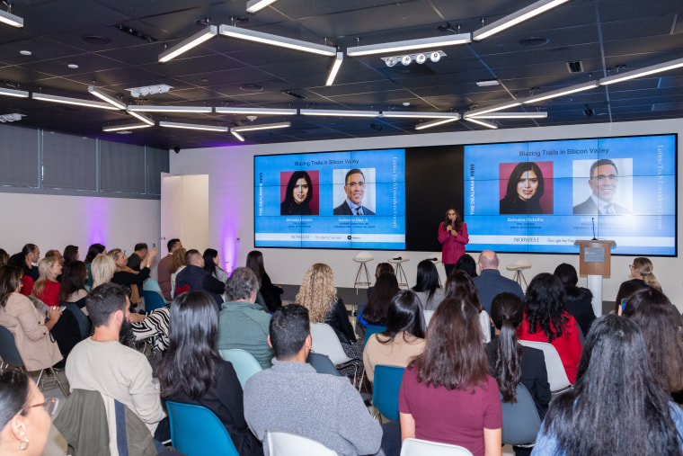 Sandra Campos, former CEO of DVF, speaking at a recent "Latinas in Tech" event in San Francisco.