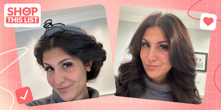 Before and after using the Kitsch curl heatless rollers