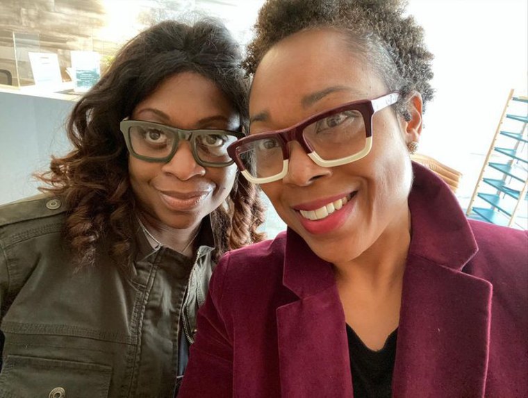 Mika Brzezinski offered Vontelle eyewear founders Nancey Harris, left, and Tracy Green invited to attend the 30/50 Summit with her in Abu Dhabi.