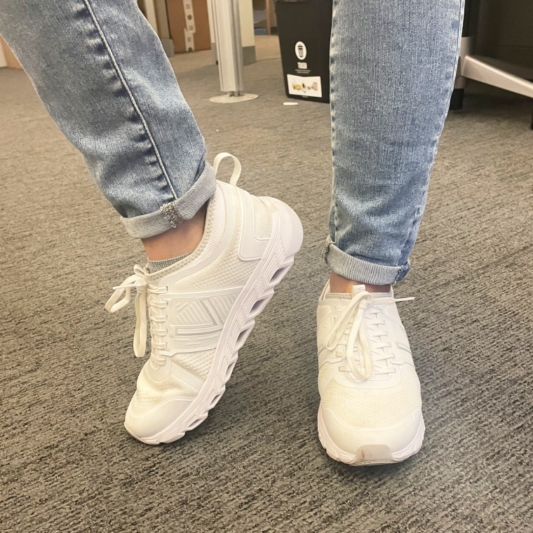 Vionic makes other comfy but stylish "dad" shoes, like the all-white Captivates above. Sales likes how supportive they are on her high arches and that they fit her wide feet perfectly.