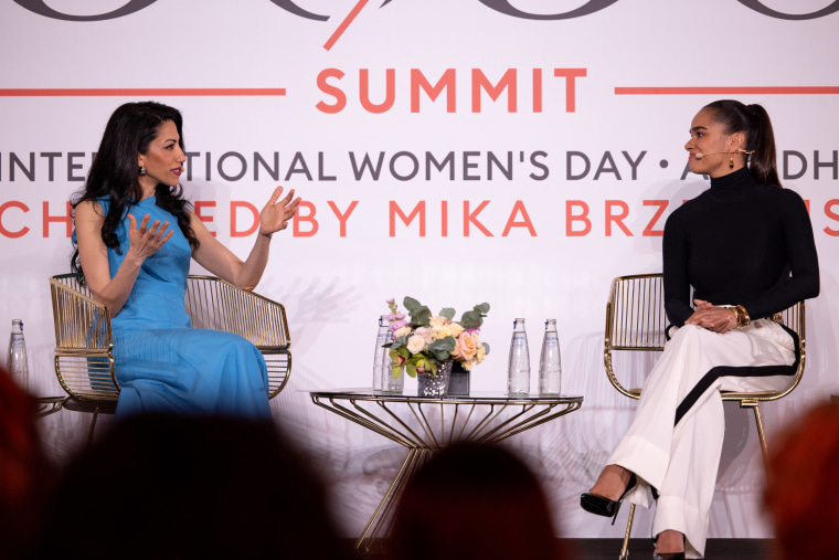 Huma Abedin speaks with Misty Copeland onstage during the 30/50 Summit.