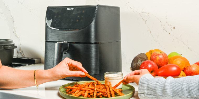 Air fryers typically come in two styles: Smaller pod-shaped models and larger convection-oven style models.