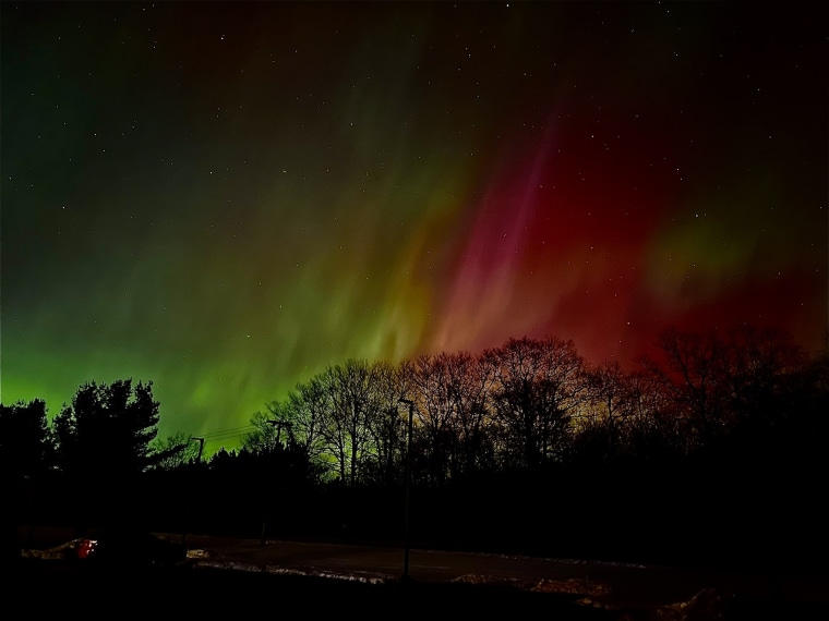 The northern lights over Gaylord, Michigan.