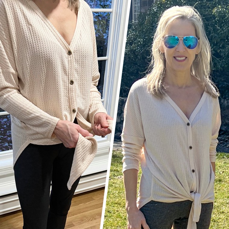 Iwollence Waffle Knit Tunic Blouse