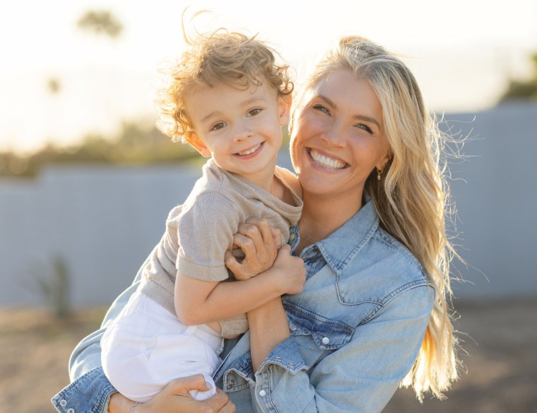 Amanda Kloots with her 3-year-old son Elvis.
