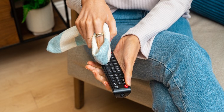 You should be cleaning your TV remote at least once a month (and more often, if a family member is sick).