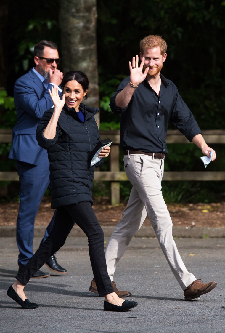 Meghan Markle and Prince Harry leave Redwoods Treewalk, in Rotorua, New Zealand.
