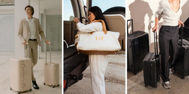 Three images of Ambeur 3-Piece Luggage Set, Paravel Grand Tour Set Plus, and July Trunk Set