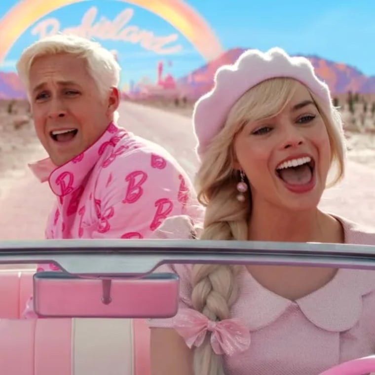 Ryan Gosling as Ken and Margot Robbie as Barbie in 2023's "Barbie" movie.