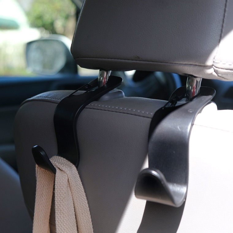 Image of a car hook for bag and water bottles
