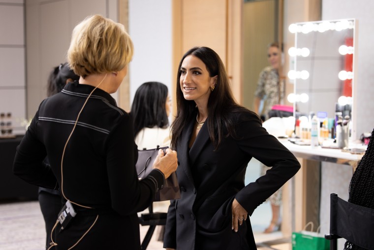 Mandana Dayani of "I am a voter" chats with Know Your Value founder and "Morning Joe" co-host Mika Brzezinski at the 30/50 summit in Abu Dhabi in March.