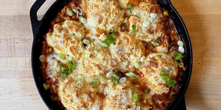 RECIPE: Chicken Chili Bake with Cheddar-Jalapeno Biscuits