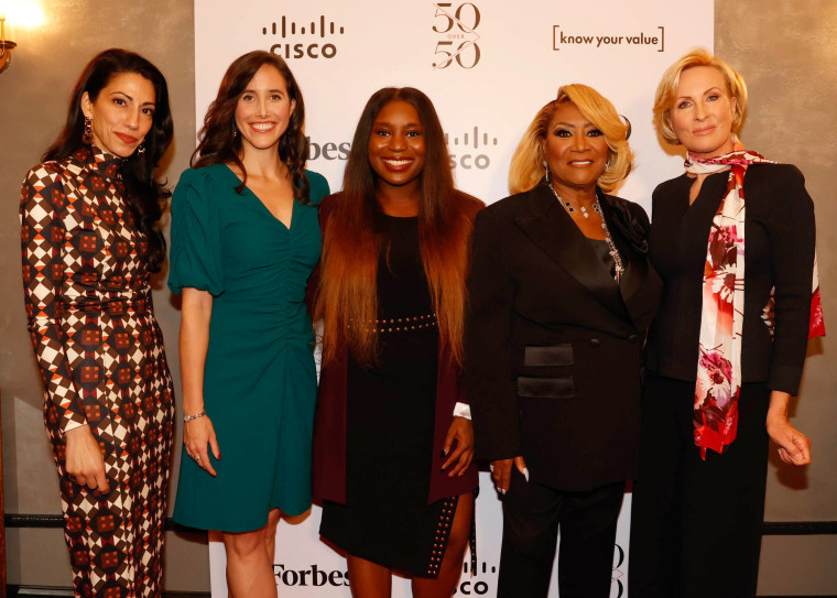 From left: Huma Abedin, author and vice chair for the Forbes '30/50' Summit in Abu Dhabi; Maggie McGrath, editor of ForbesWomen; Charlotte Smith, corporate affairs/public relations lead for Cisco; singer and food entrepreneur Patti LaBelle; Mika Brzezinski, Know Your Value founder and "Morning Joe" co-host.