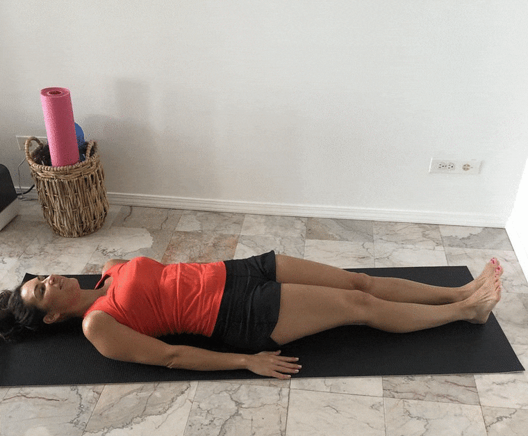 LYING OUTER THIGH STRETCH Lying flat on back, bring leg over and