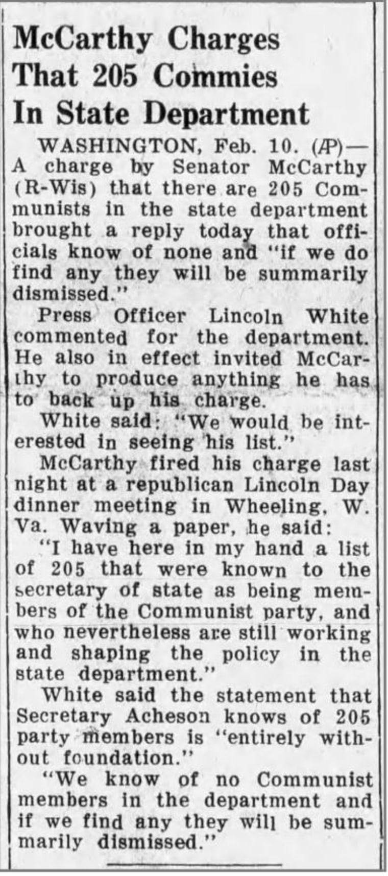 \"I have here in my hand...\"