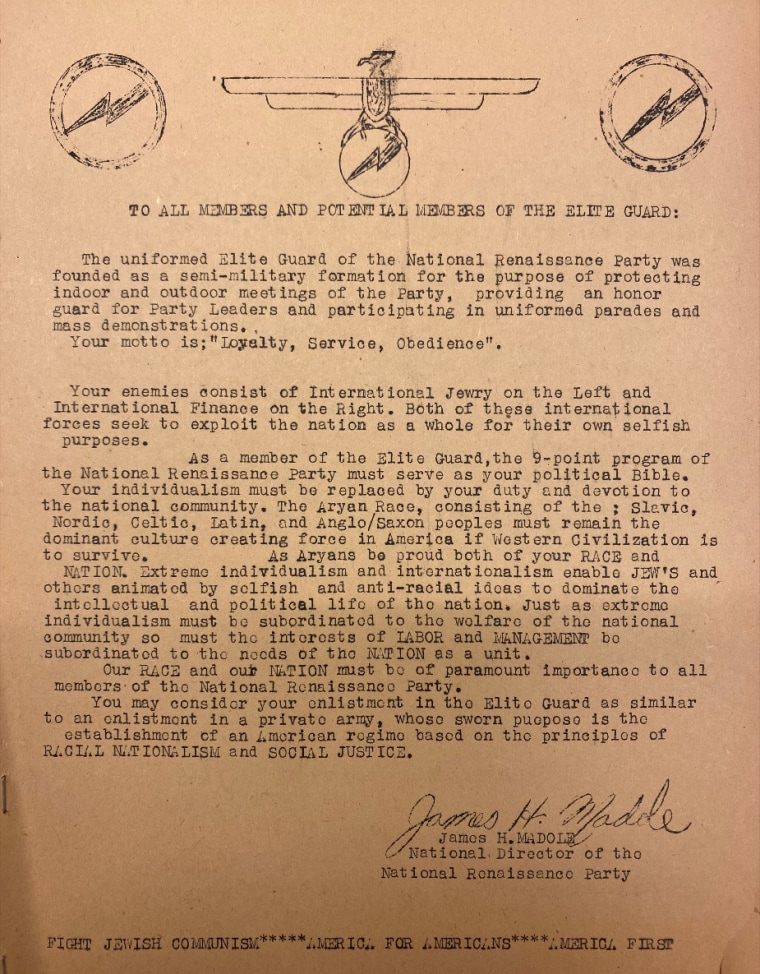 \"Duty and devotion to... the Aryan Race\"