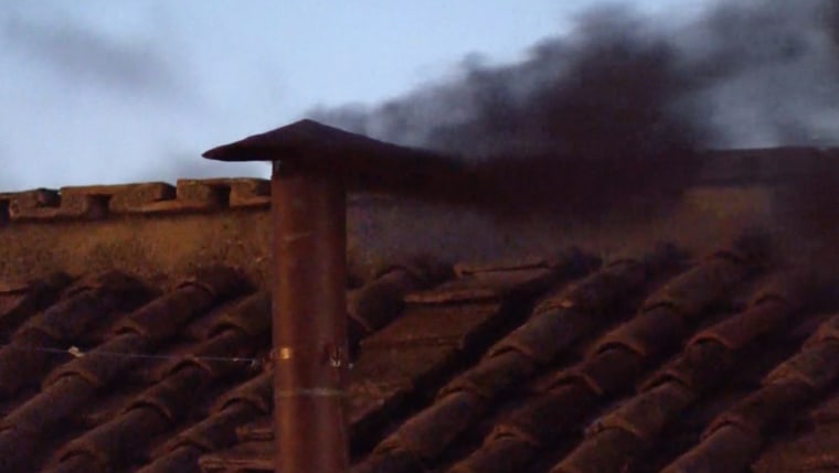 Black smoke following the first round of voting for the successor to Pope Francis.