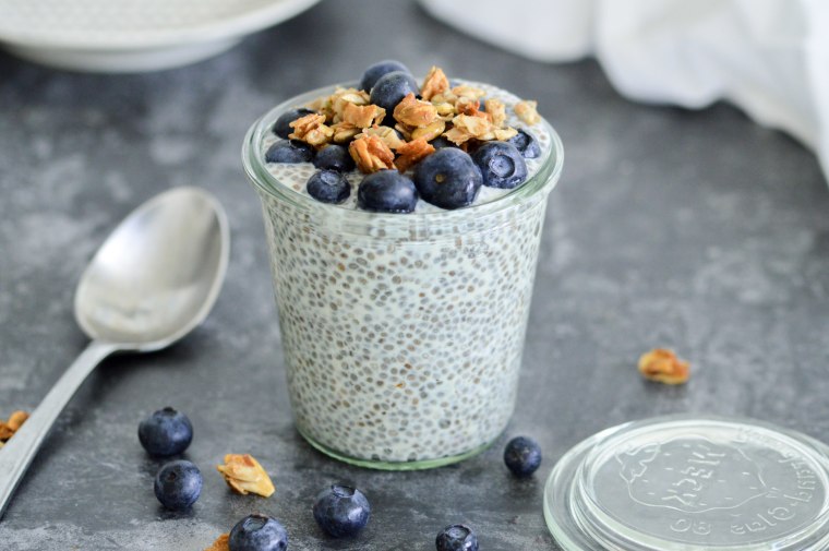 Chia Pudding with Blueberries and Granola