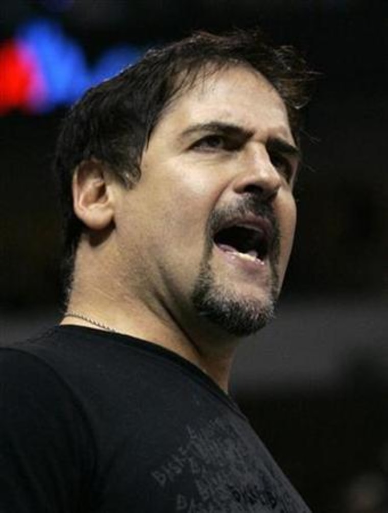 File photo of Dallas Mavericks' owner Cuban yells during Game 5 of their NBA Western Conference quarterfinal in Dallas