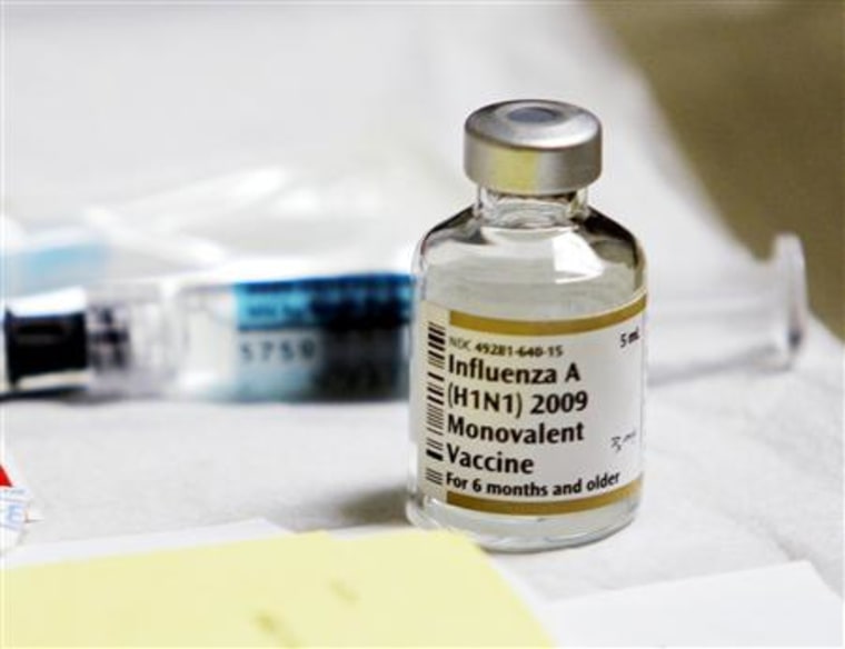 H1N1 flu vaccine bottle is seen at George Washington University in Washington