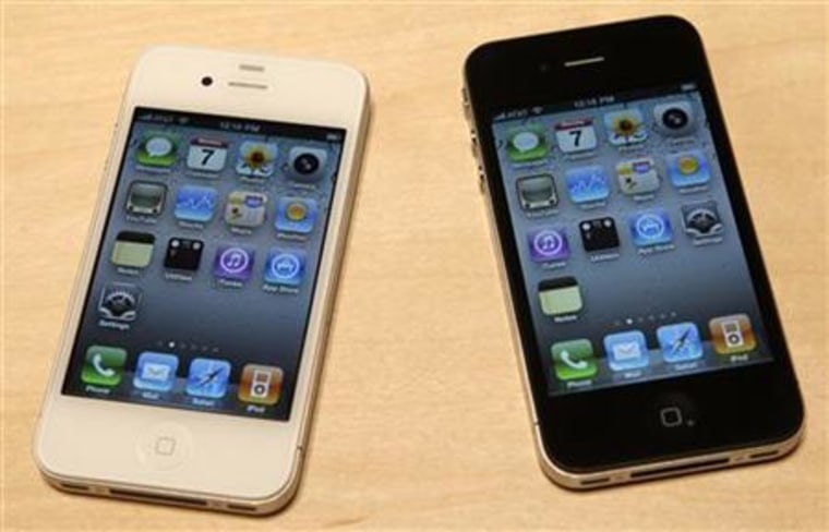 New iPhone 4 models are displayed after Apple CEO Steve Jobs unveiled it during the Apple Worldwide Developers Conference in San Francisco