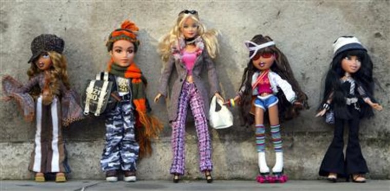 File photo of Bratz dolls and a Barbie Doll at the Dream Toys 2004 exhibition in London