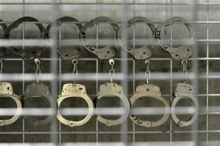 Handcuffs hang in Camp 6 high-security detention facility at Guantanamo Bay U.S. Naval Base