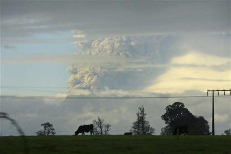 Smoke and ash from Puyehue volcano is seen near Osorno city in southern Chile