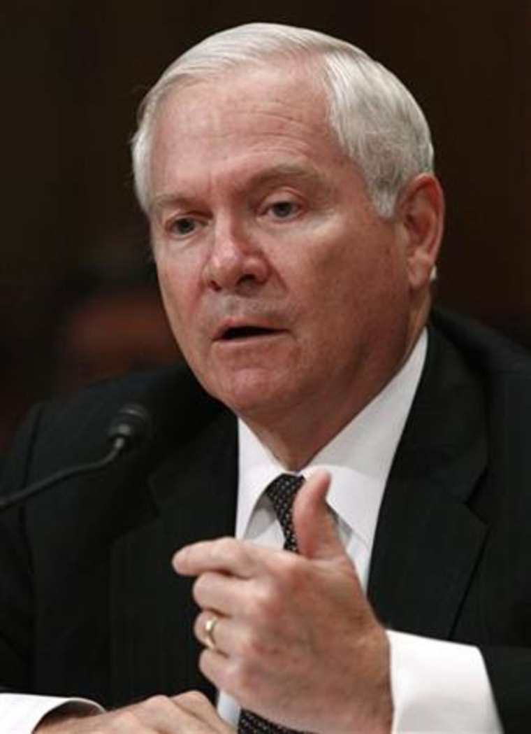 U.S. Secretary of Defense Robert Gates answers questions on the Department of Defense Fiscal Year 2012 budget request in Washington