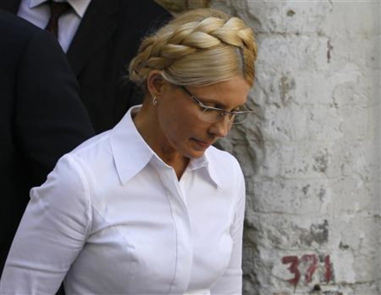Former Ukrainian Prime Minister Tymoshenko arrives for a court hearing in Kiev