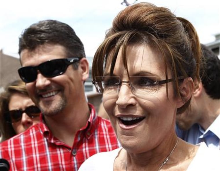 Former Governor of Alaska Sarah Palin and her husband Todd visit the Iowa State Fair in Des Moines
