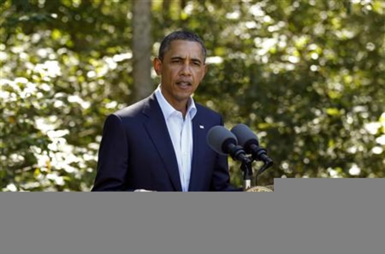 U.S. President Barack Obama delivers a statement on Libya from his vacation on Martha's Vineyard in Massachusetts