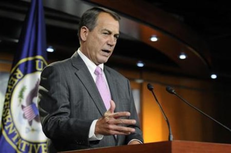 Boehner speaks during a news conference at the Capitol in Washington