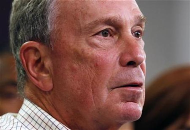 Michael Bloomberg delivers remarks at a news conference as the city prepares for Hurricane Irene to make landfall in New York