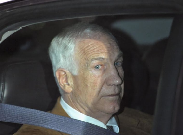 Former Penn State assistant football coach Sandusky leaves the Centre County Courthouse in Bellefonte